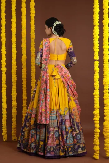 Heritage Charm Kalamkari Print Lehenga Choli Set with Dupatta