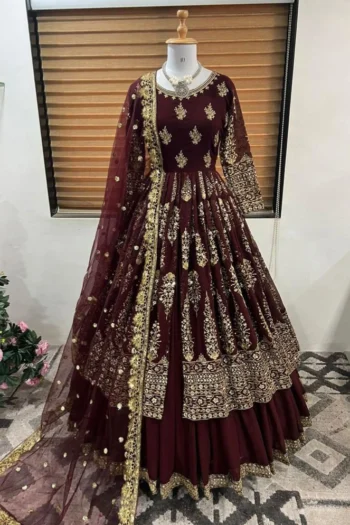 Glamorous Glow: Sequin Embroidery Lehenga with Net Dupatta