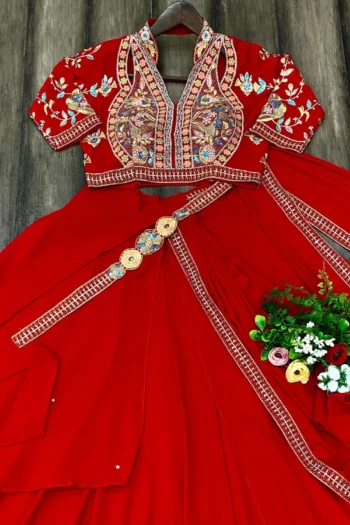 Party Wear Fiyona Silk Lehenga Saree with Ruffle Flair & Work