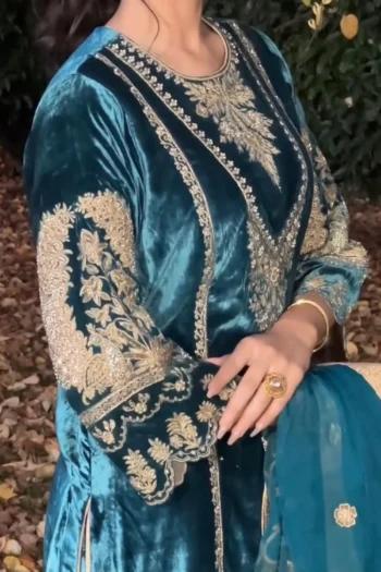 Royal Glow: Heavy Velvet Suit with Sequins Embroidery Work