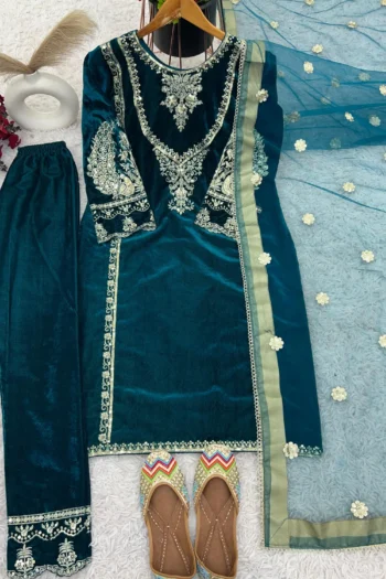 Royal Glow: Heavy Velvet Suit with Sequins Embroidery Work