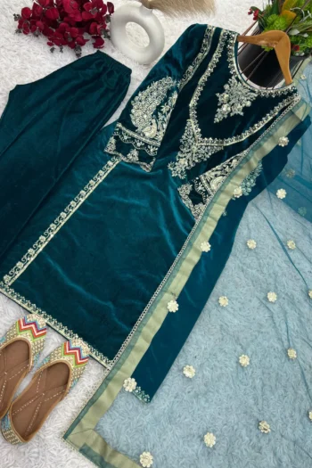 Royal Glow: Heavy Velvet Suit with Sequins Embroidery Work