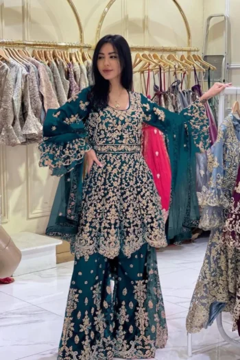 Majestic Glam: Heavy Embroidered Butterfly Net Lehenga Set