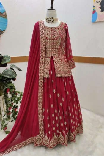 Royal Radiance: Embroidered Fox Georgette Indo Lehenga Set