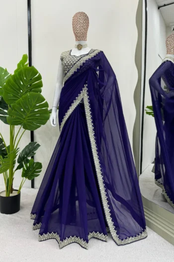 Heavy Georgette Saree with 9MM Sequin & Thread Embroidery
