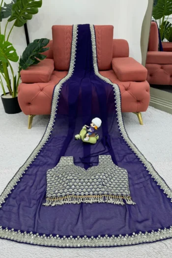 Heavy Georgette Saree with 9MM Sequin & Thread Embroidery