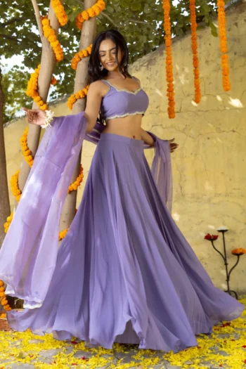 Georgette Sequin Embroidered Lehenga with 8-Meter Flair