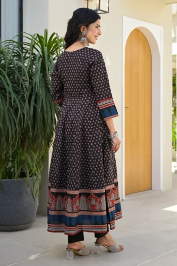 Premium Cotton Anarkali Suit with Embroidery & Lace Dupatta