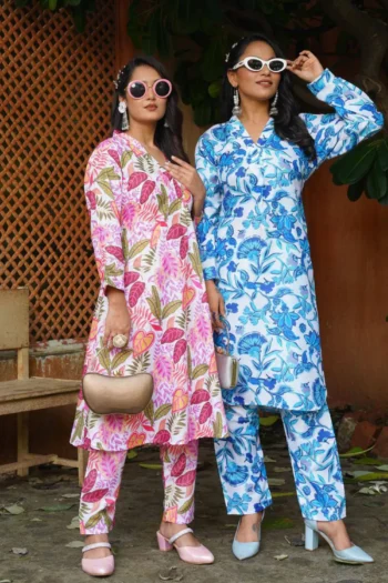 Gufrina Women’s Floral Cotton Kurta Pant Set