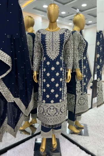 Luxury Faux Georgette Embroidered Sequin Work Suit