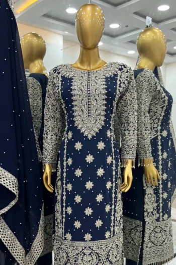 Luxury Faux Georgette Embroidered Sequin Work Suit