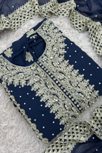 Luxury Faux Georgette Embroidered Sequin Work Suit