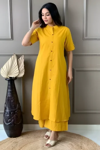 Elegant A-Line Kurta Palazzo Set – Cotton Rayon Ethnic Wear
