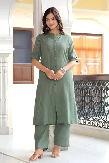Elegant A-Line Kurta Palazzo Set – Cotton Rayon Ethnic Wear