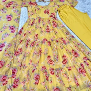 Heavy Floral Fox Georgette Anarkali Gown Set with Dupatta