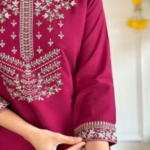 Viscose Chanderi Kurti Set with Jacquard Print Dupatta