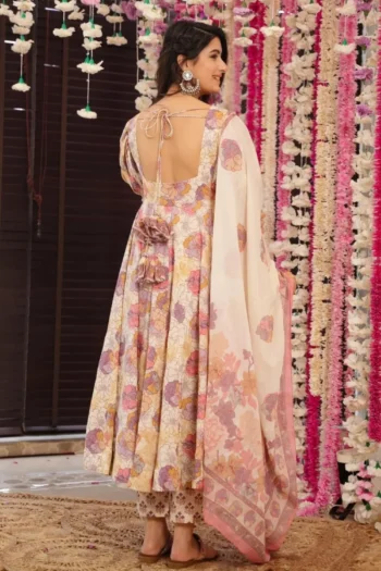 Soft Cotton Anarkali Suit Set with Dupatta for Women
