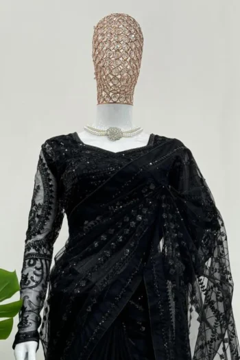 Soft Net Designer Saree with Thread and Sequin Work – Party Wear