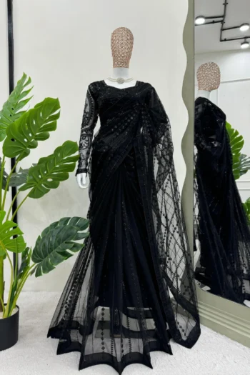 Soft Net Designer Saree with Thread and Sequin Work – Party Wear