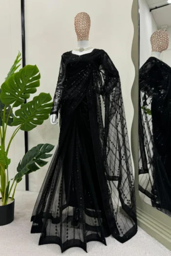 Soft Net Designer Saree with Thread and Sequin Work – Party Wear