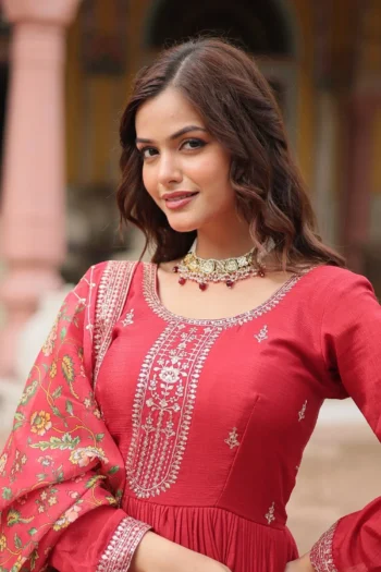 Stunning Chinon Gown & Kalamkari Dupatta – Ready to Wear Set