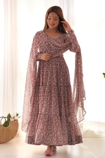 Mehfil Glam Soft Fox Georgette Anarkali Gown Set with Dupatta
