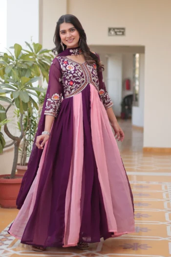 Designer Faux Georgette Party Wear Anarkali Gown