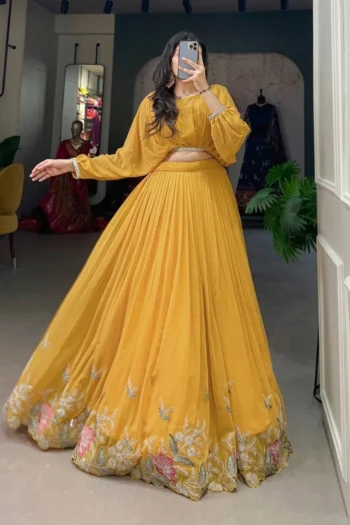 Party Special Georgette Co-Ord Set with Lehenga and Top