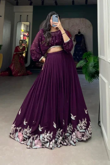 Party Special Georgette Co-Ord Set with Lehenga and Top