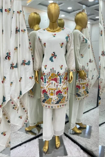 White Color Beautiful festival Wear Straight suit