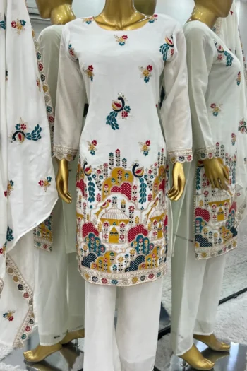 White Color Beautiful festival Wear Straight suit