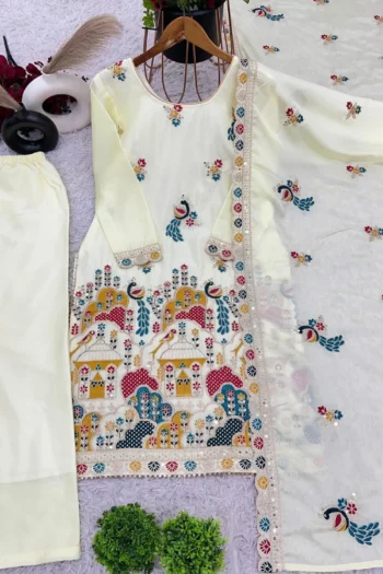 White Color Beautiful festival Wear Straight suit