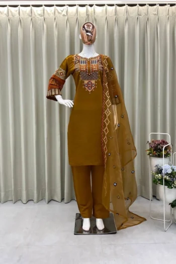 Roman Silk Bollywood Party Salwar Suit with Foil Sequin Work