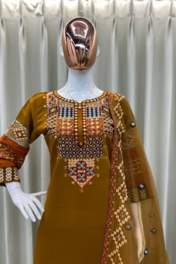 Roman Silk Bollywood Party Salwar Suit with Foil Sequin Work