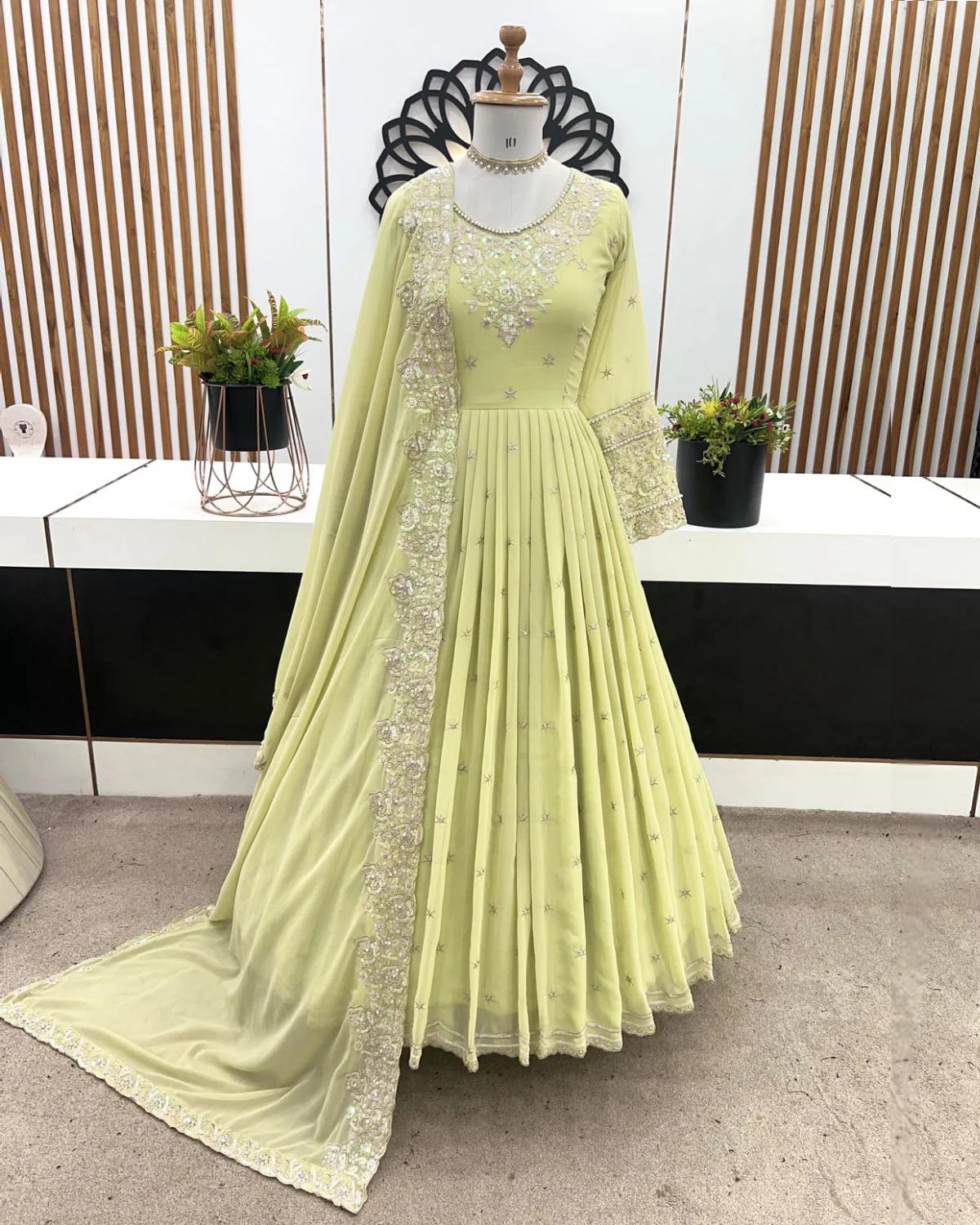 Party Wear Heavy Georgette Gown with Rembo Sequence Work