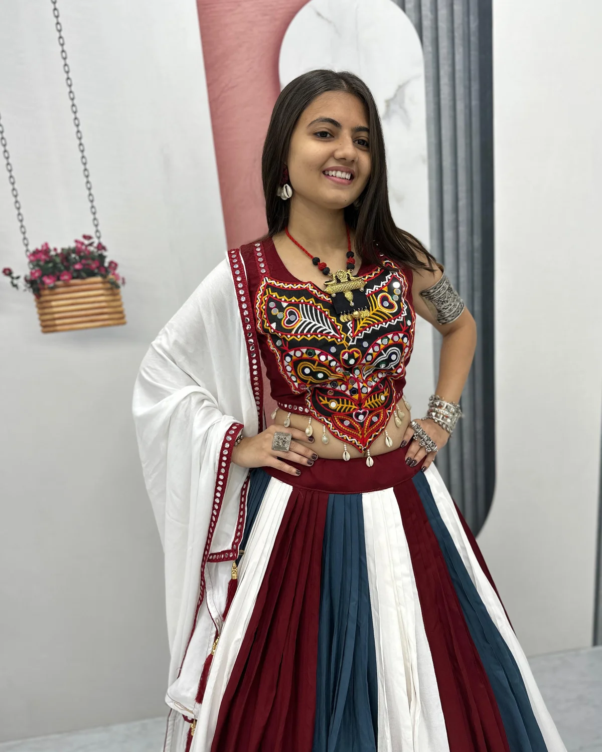 Premium Riyon Cotton Lehenga Choli with Mirror & Gamathi Work