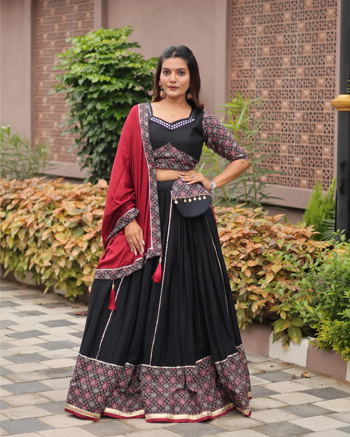 Navratri Special Black Cotton Lehenga Choli with Heavy Work