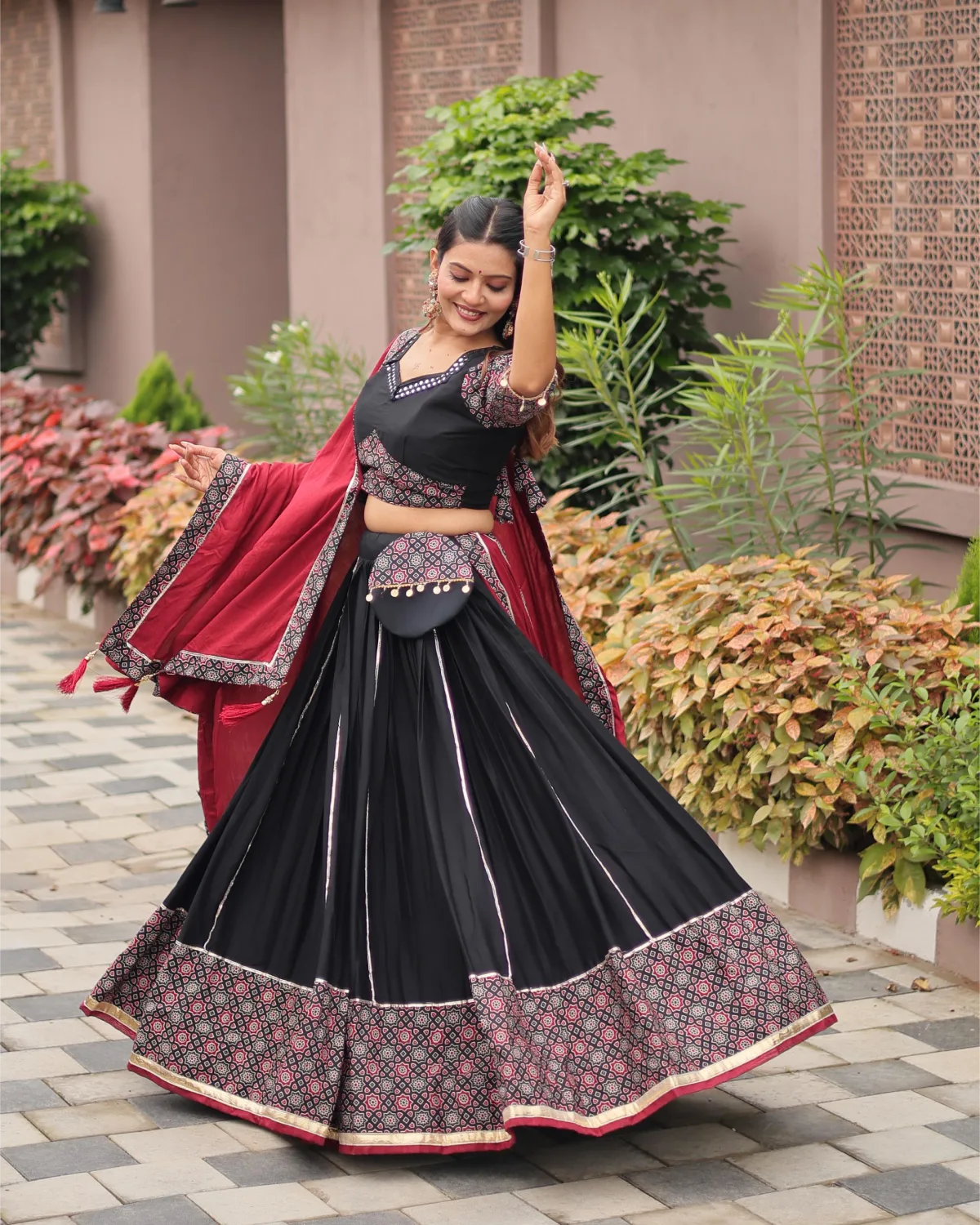 Navratri Special Black Cotton Lehenga Choli with Heavy Work