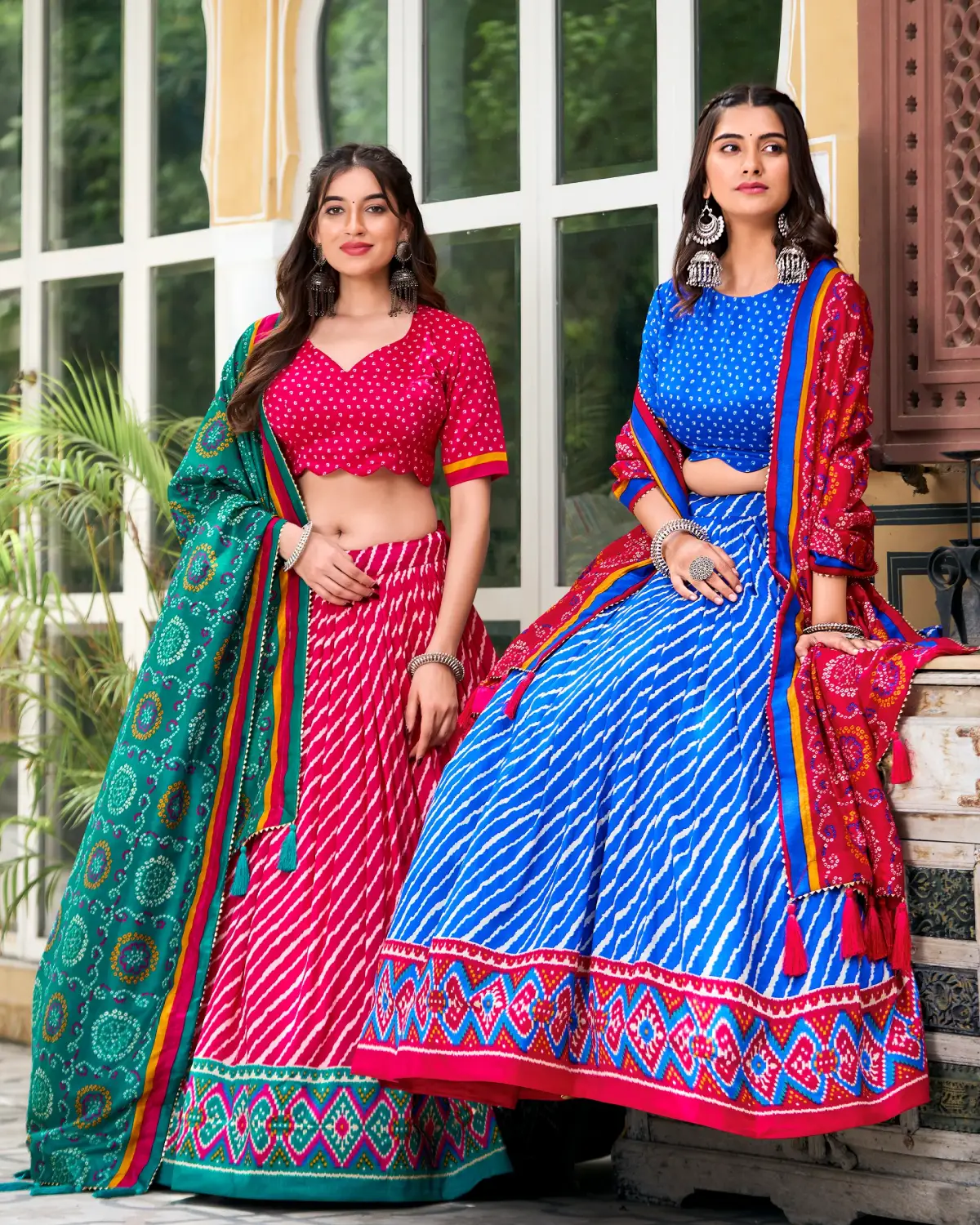 Leheriya Tussar Silk Lehenga Choli with Bandhani Dupatta