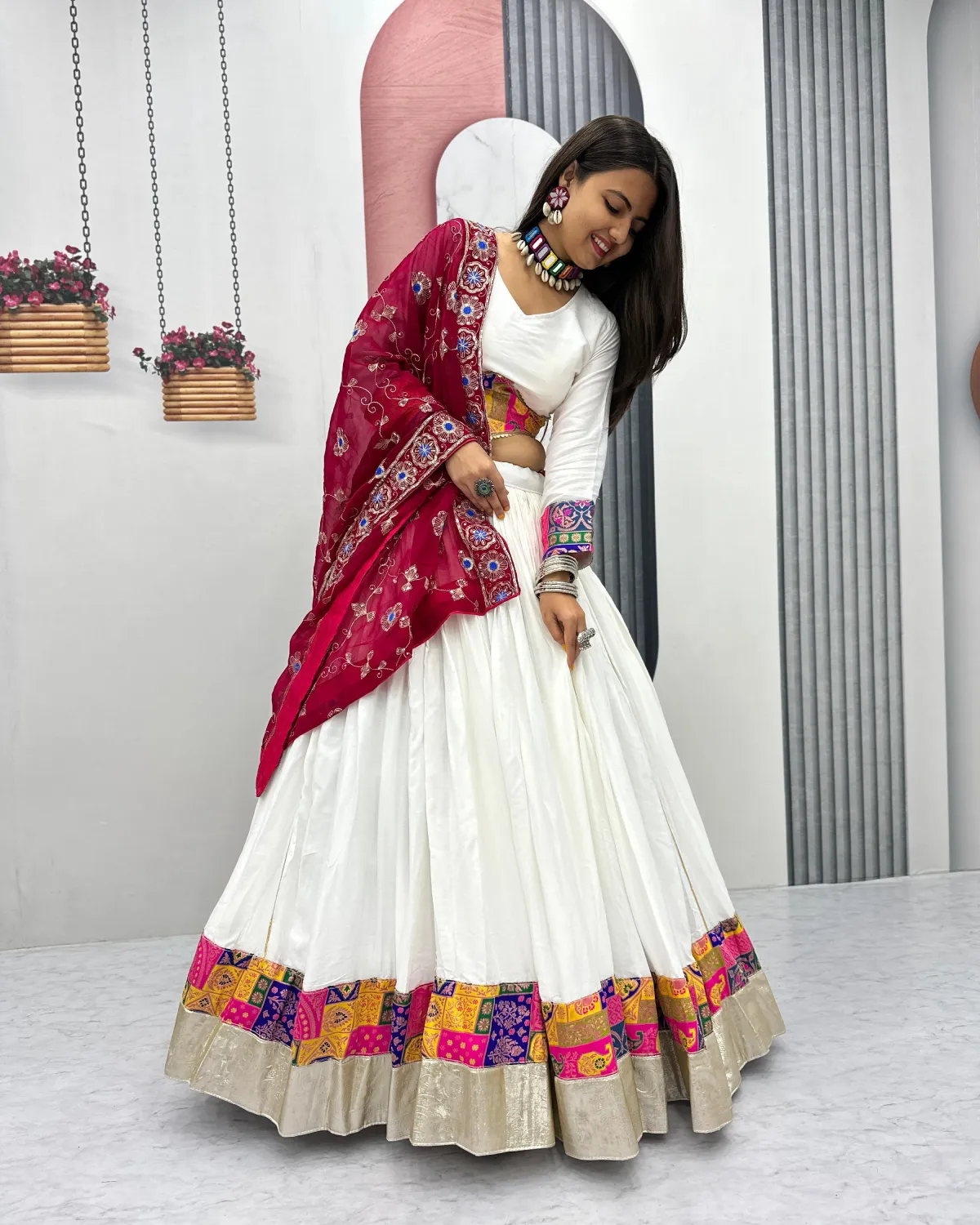 Navratri Cotton Lehenga Choli with Heavy Sequin Work