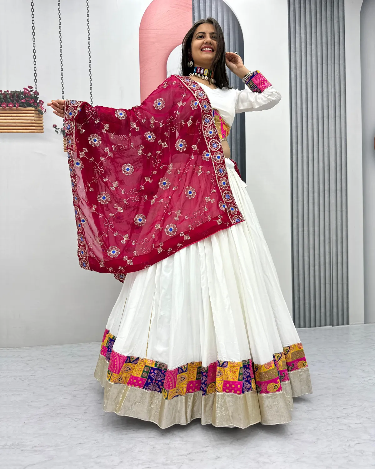 Navratri Cotton Lehenga Choli with Heavy Sequin Work