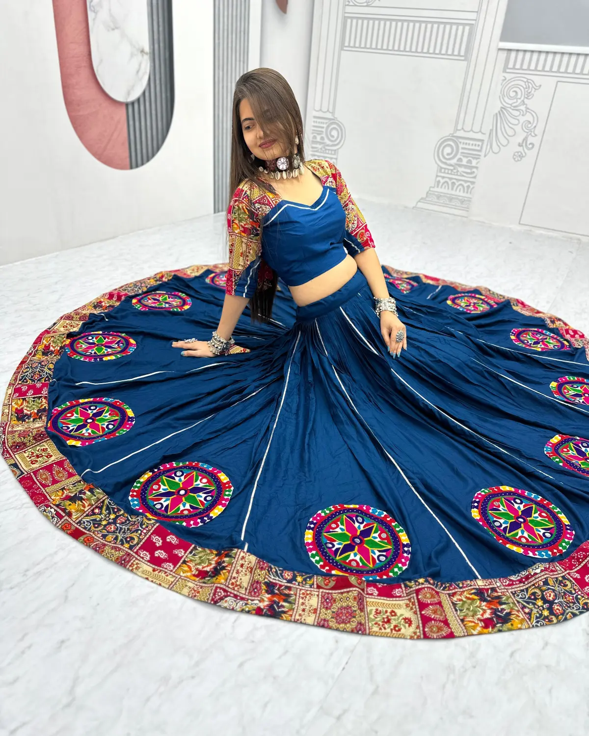 Navratri Special Pure Cotton Lehenga Choli with Gamathi Work