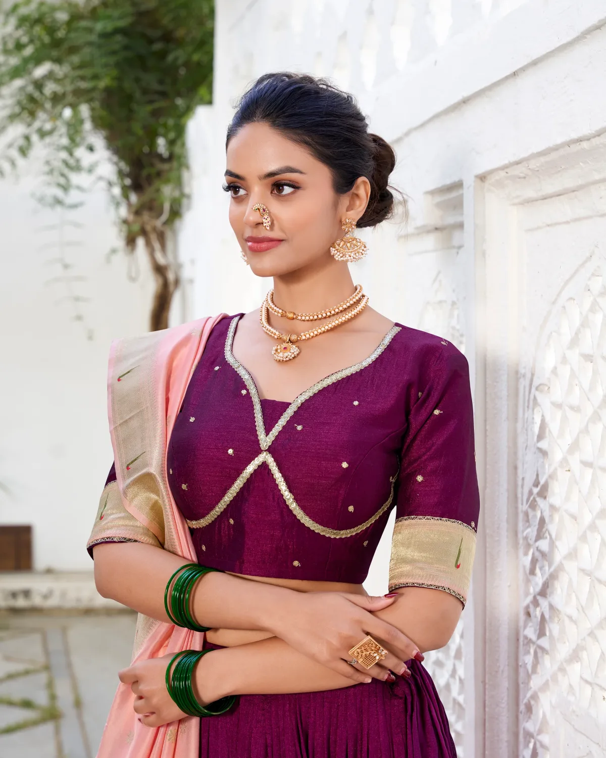 Royal Vichitra Silk Lehenga with Paithni Lace & Zari Dupatta