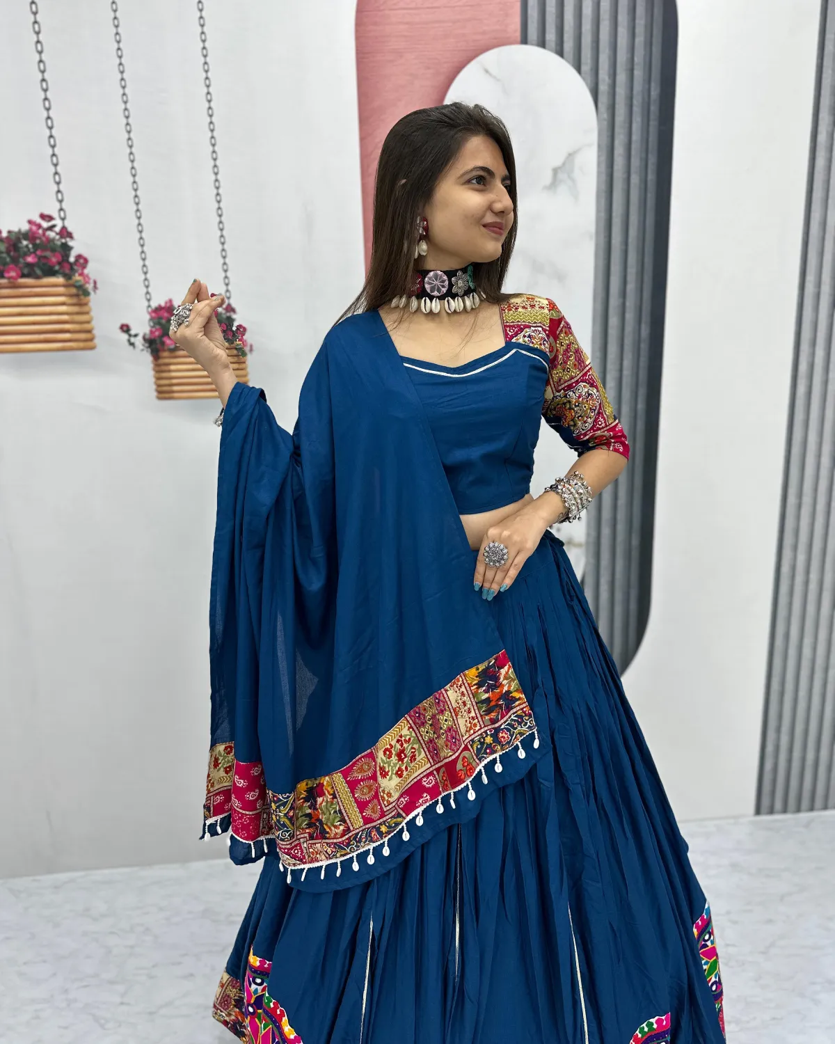 Navratri Special Pure Cotton Lehenga Choli with Gamathi Work