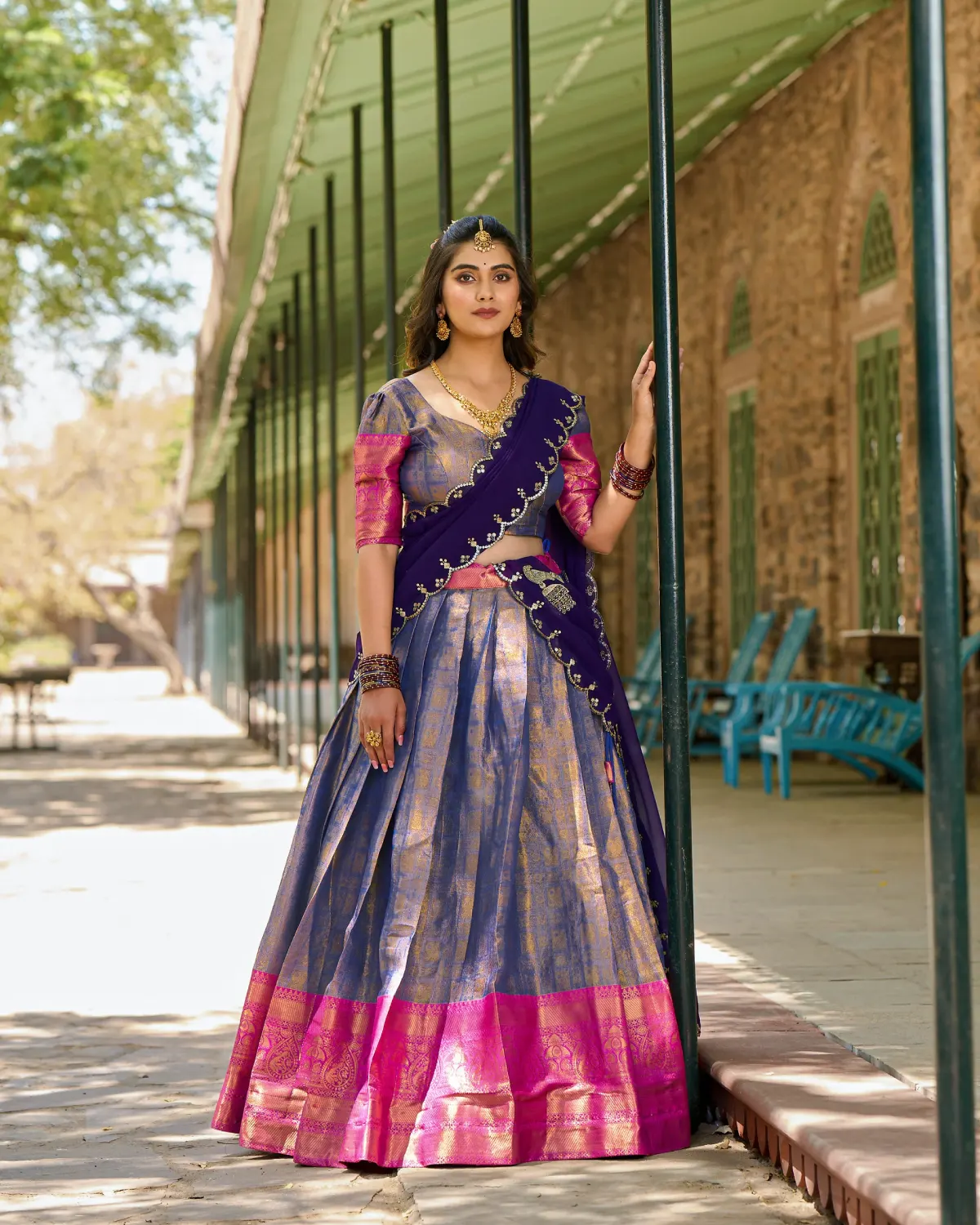 Luxurious Kanjivaram Silk Lehenga Choli with Sequin Dupatta