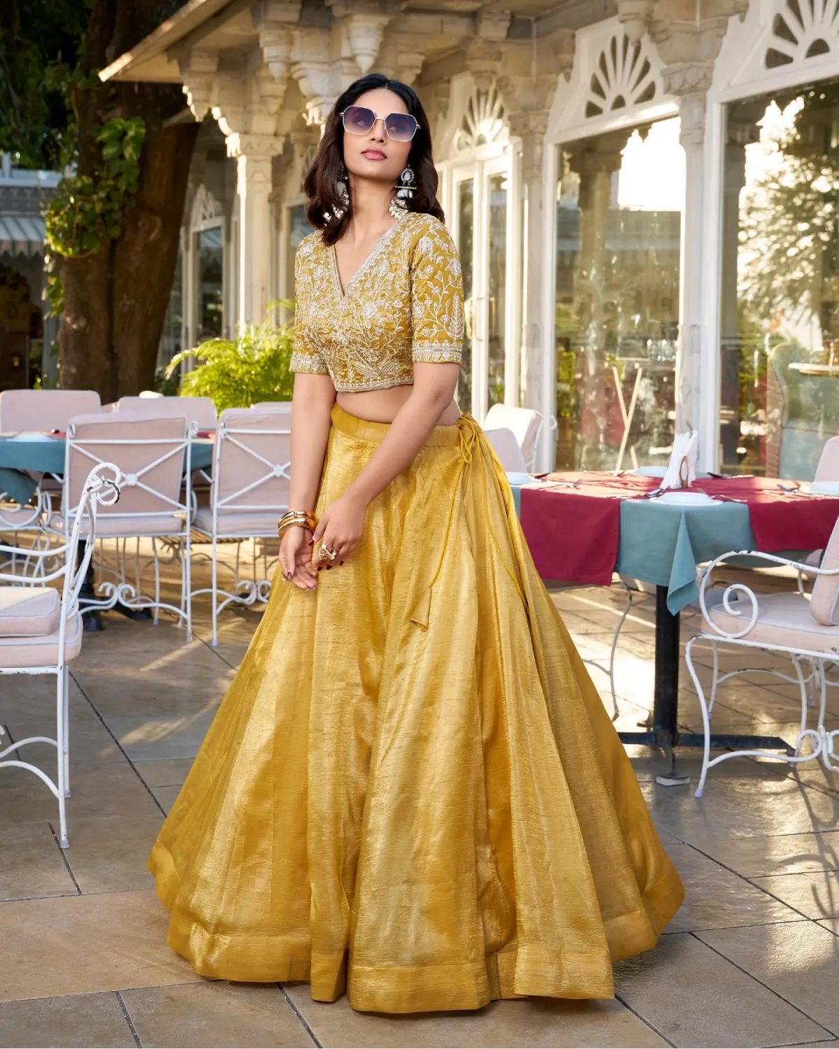 Golden Glow: Goldie Lehenga Choli with Elegant Sequin Work