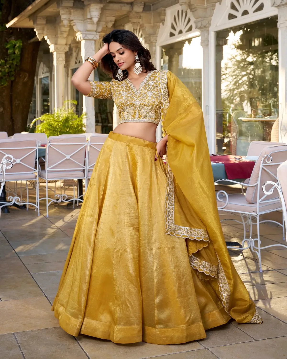 Golden Glow: Goldie Lehenga Choli with Elegant Sequin Work