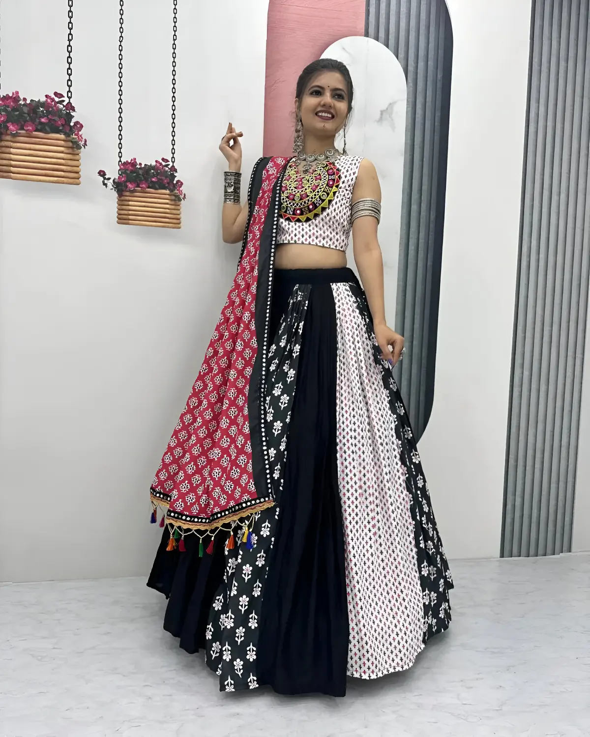 Festive Multicolor Cotton Lehenga Choli with Dupatta