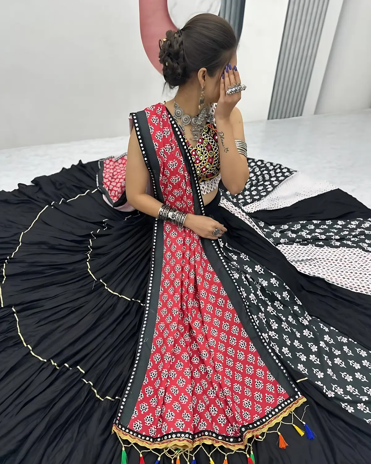 Festive Multicolor Cotton Lehenga Choli with Dupatta