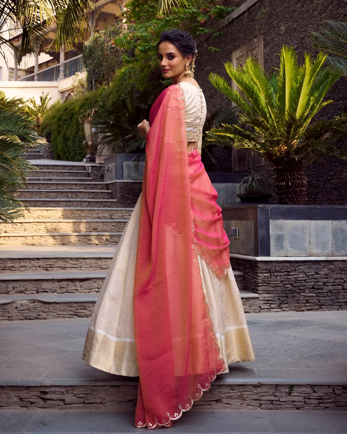 Golden Party Wear Jacquard Zari Lehenga with Shimmer Dupatta